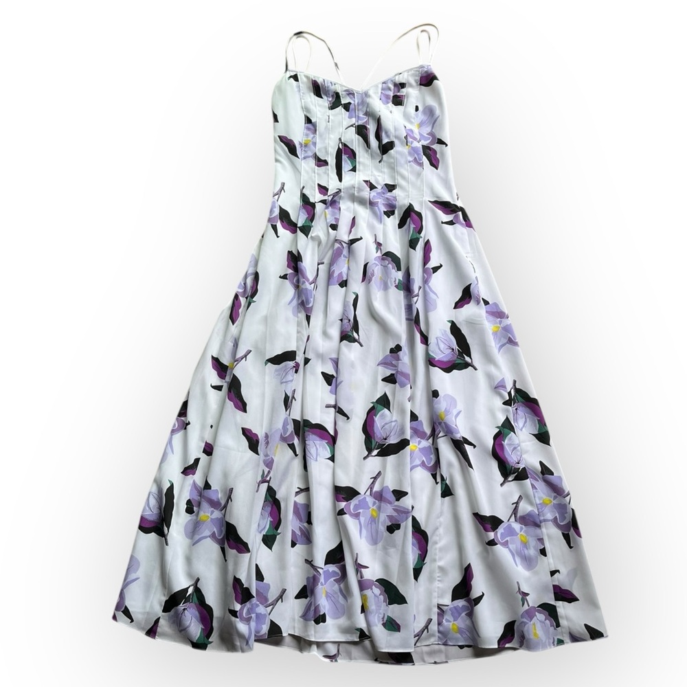 Banana Republic White Maxi Dress with Purple Floral Print